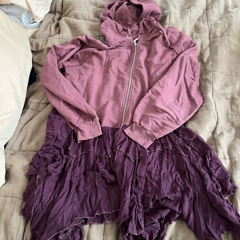 Free People Mauve and Purple Ruffle Hoodie